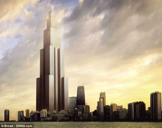 　艺术概念图，展示了中国远大集团计划在长沙建造的世界最高摩天楼“天空城市”。“天空城市”将建造220层，计划在短短3个月内竣工